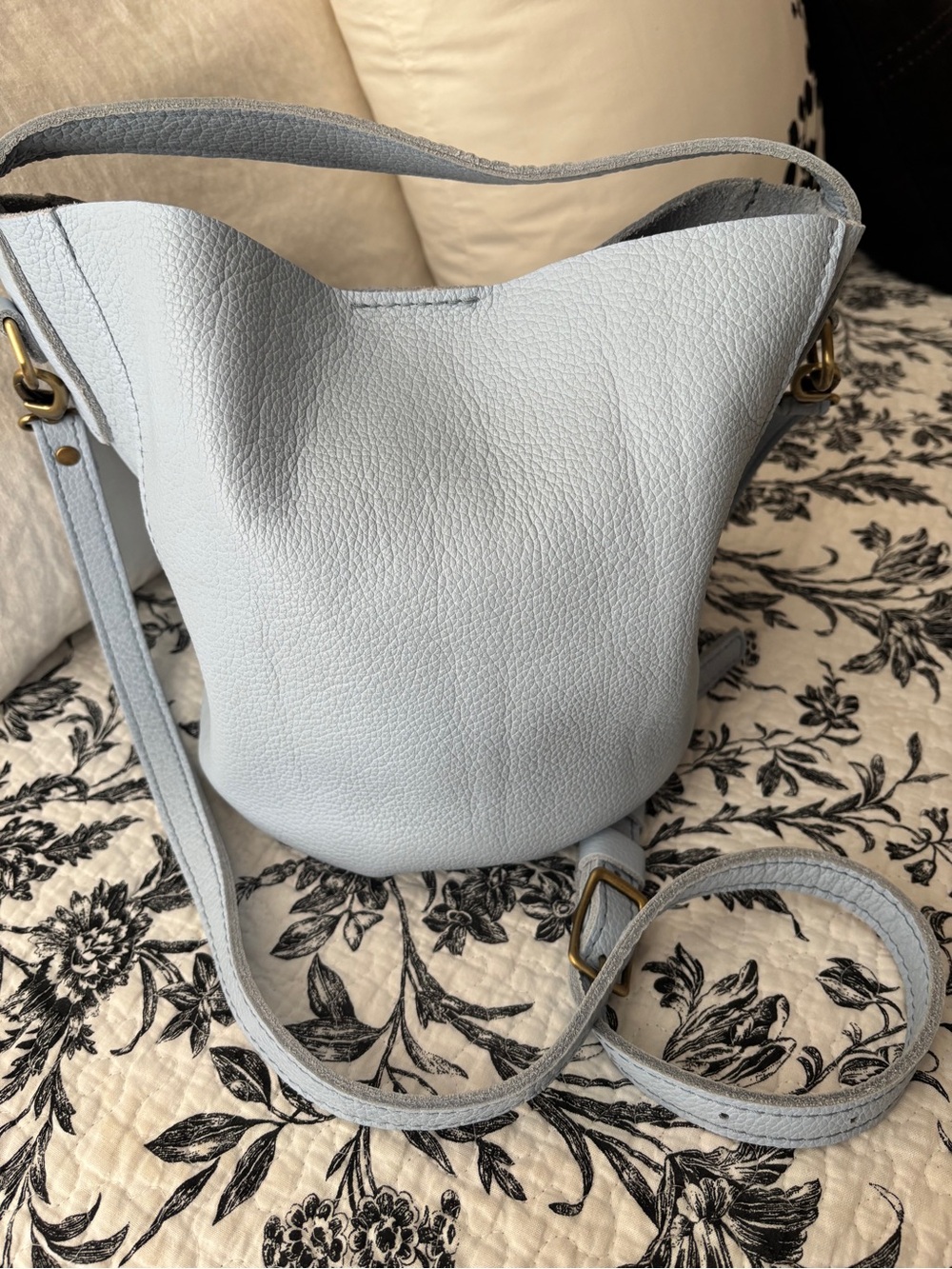 Portland Leather Goods Skyway Blue - Large Belle  Bucket Bag - with CB strap